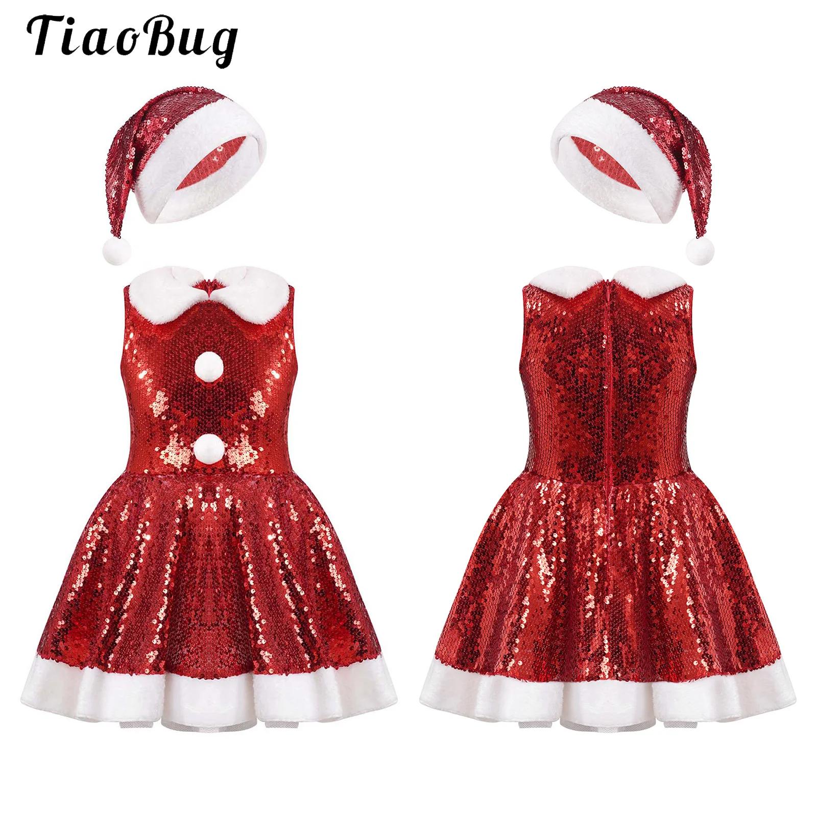 Elf Costume Christmas - Çocuklar Kız Noel dans kostümü Kolsuz