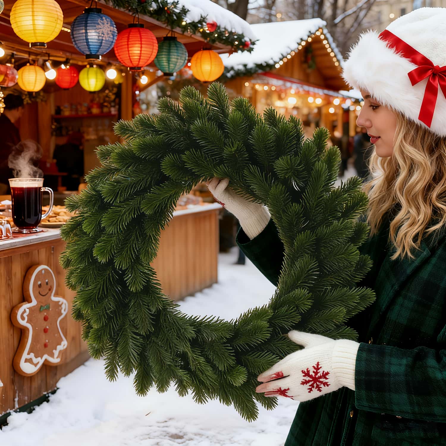 Christmas Wreath Fake - 1 adet Yapay Noel Çelengi, Dayanıklı