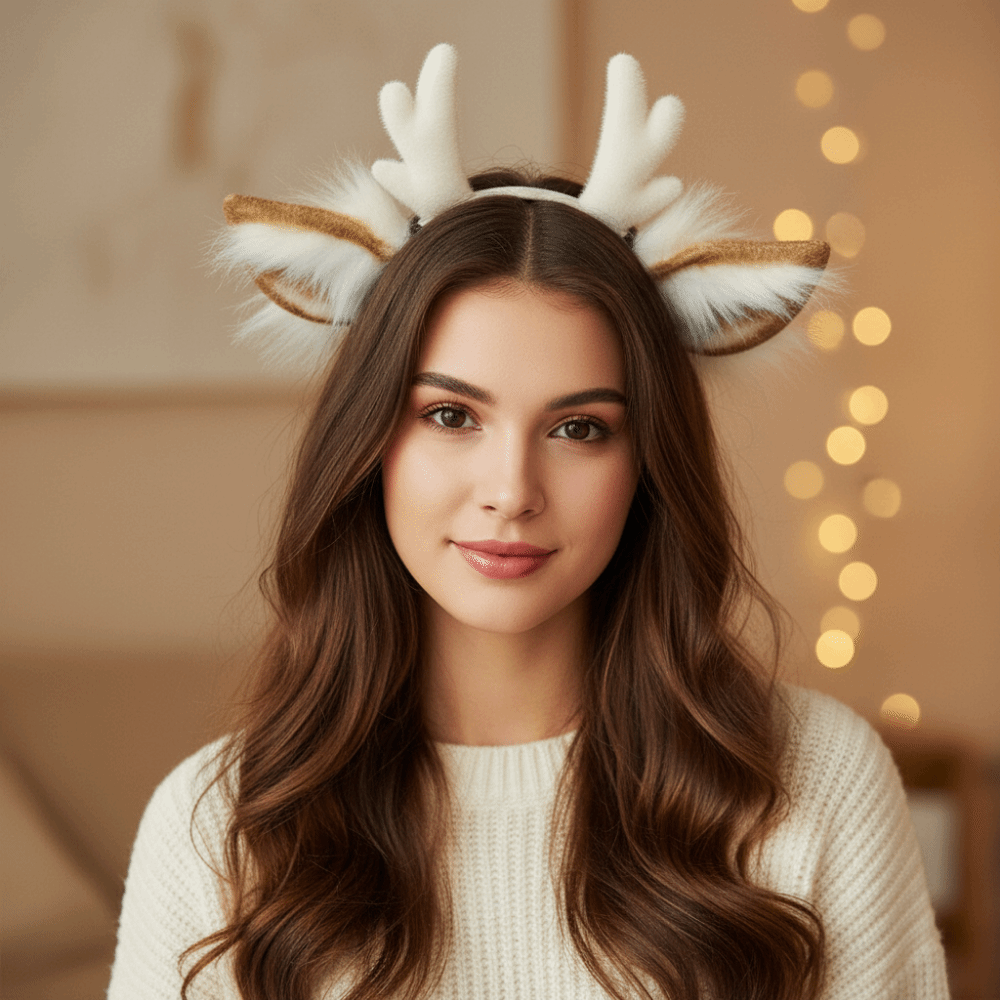 Reindeer Antlers Headband - El Yapımı Simülasyon Geyik Kulağı Taç