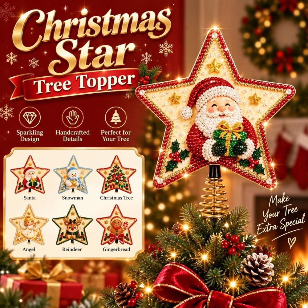 Star Tree Topper - Yıldız Şeklinde Noel Yıldızı, Ağaç Süsü,