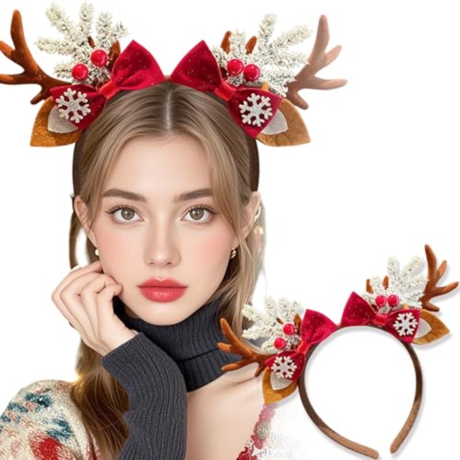 Reindeer Antlers Headband - Kadınlar için Sevimli Noel Taç Bandı,