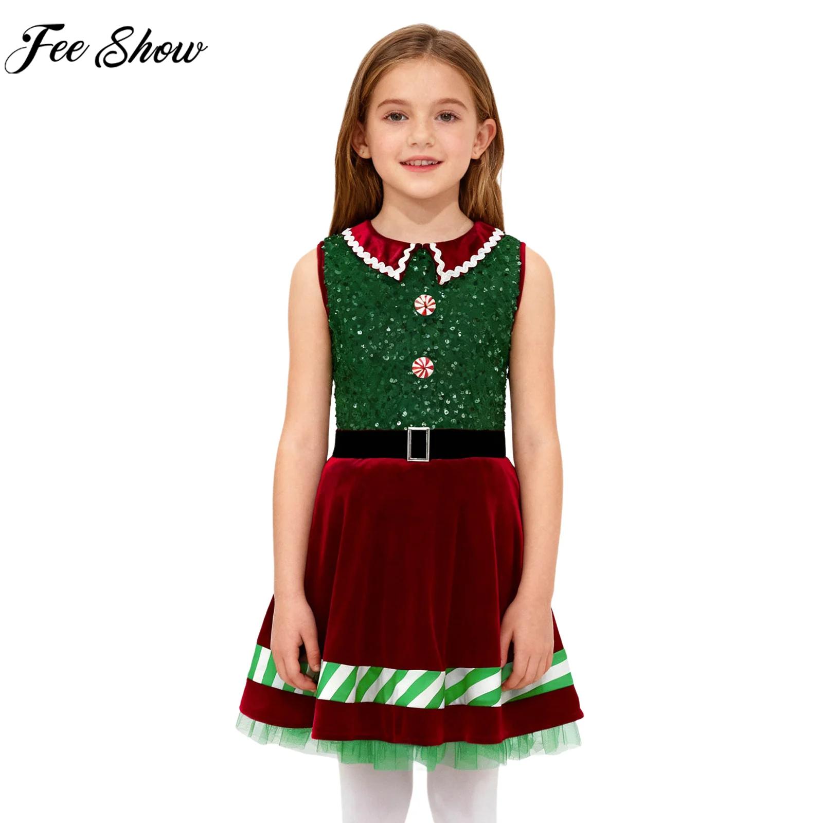 Elf Costume Christmas - Çocuk Kız Noel Partisi Elbise Noel