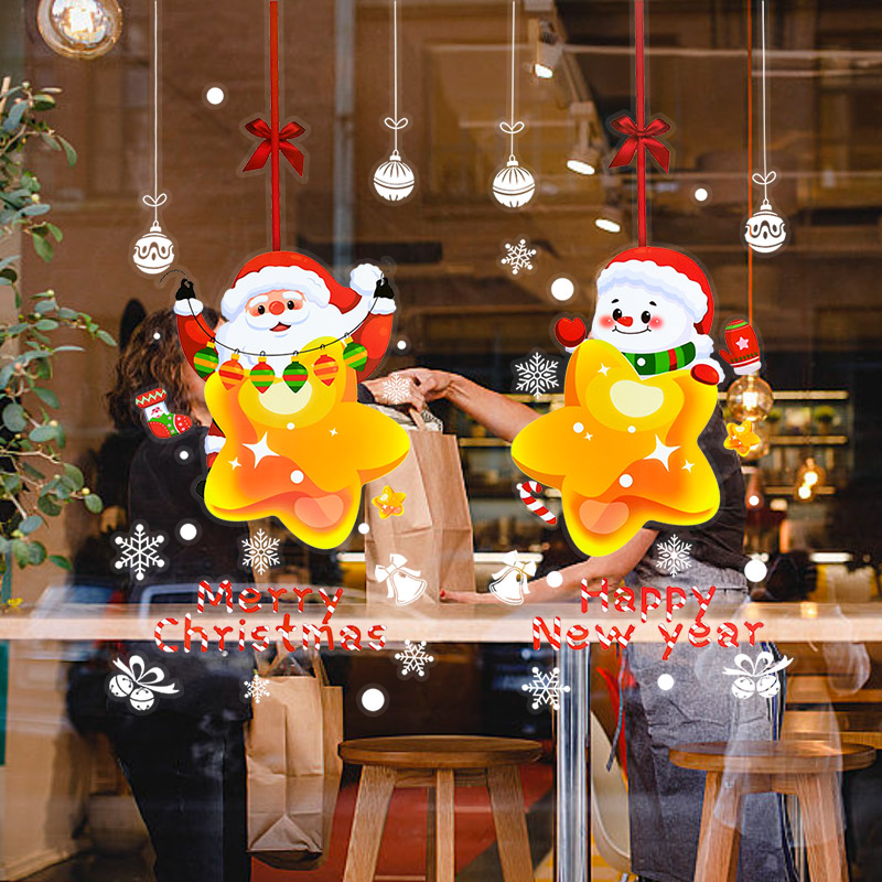 Snowflake Window Decal - Noel Baba Figürlü Pencere Stickerları, Yeni