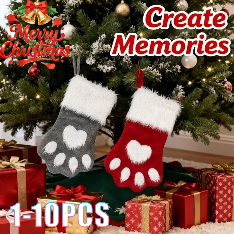 Christmas Stocking Hanging - 1-10 adet Noel evcil hayvan patisi