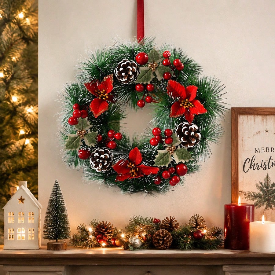 Ön Kapı için 1 Adet Noel Çelen - Christmas Wreath Fake incelemesi ve fiyatı