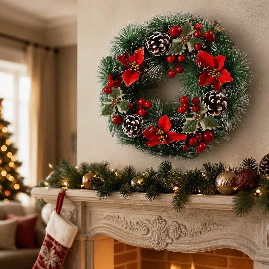 Ön Kapı için 1 Adet Noel Çelen - Christmas Wreath Fake incelemesi ve fiyatı
