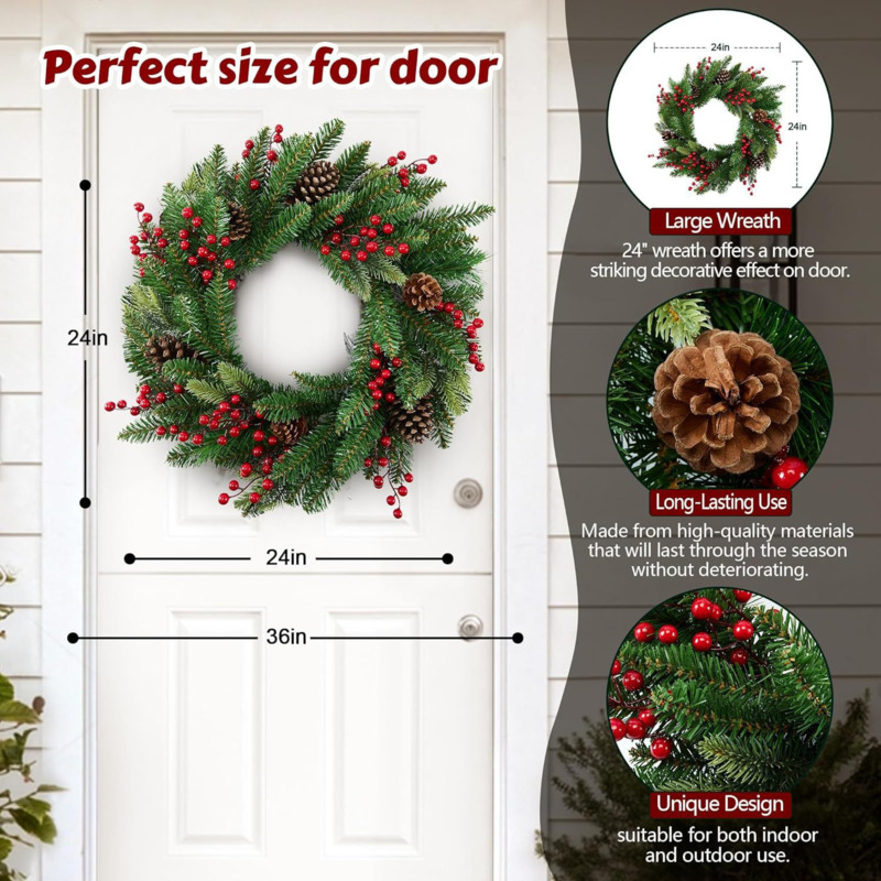 50 cm Yapay Noel Çelengi, Saht - Christmas Wreath Fake incelemesi ve fiyatı