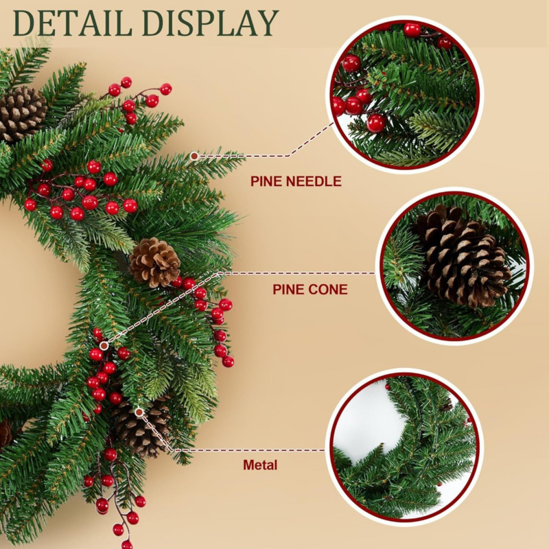 50 cm Yapay Noel Çelengi, Saht - Christmas Wreath Fake incelemesi ve fiyatı